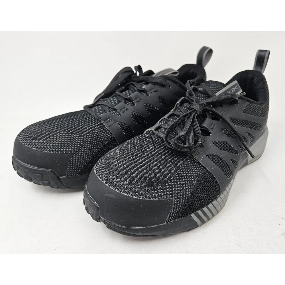 Reebok Work Men's Fusion Flexweave Comp Toe‎ Athletic Black and Grey 8M EUC!